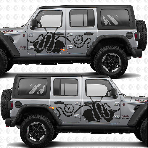 Trail Pass Map Compass Side Doors Stripes Vinyl decal sticker fit Jeep Wrangler 1