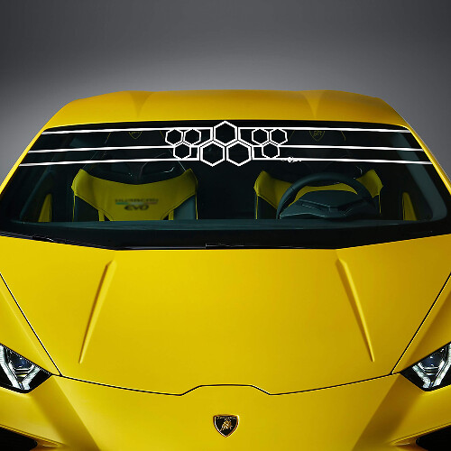 Windshield Honeycomb Stripe Racing Vinyl Decal Sticker Graphics for Lamborghini Huracan Evo