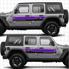 Custom Text Mountains Stripes Side Doors Vinyl decal sticker fit Jeep Wrangler 3