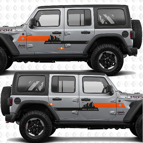 Custom Text Mountains High Altitude Stripes Side Doors Vinyl decal sticker fit Jeep Wrangler 1