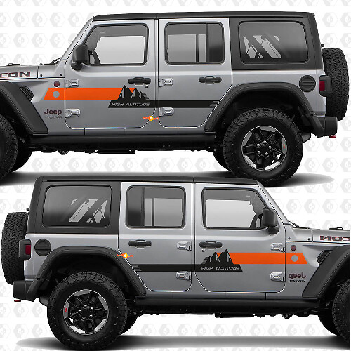 Custom Text Mountains High Altitude Stripes Side Doors Vinyl decal sticker fit Jeep Wrangler