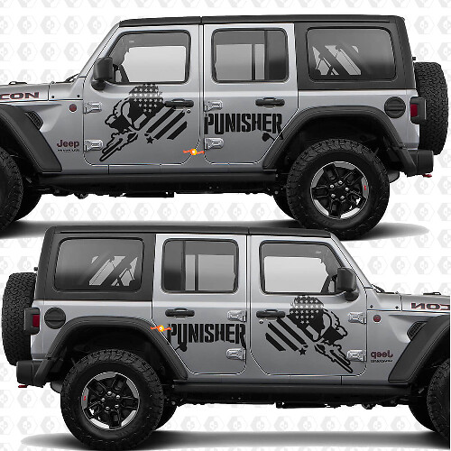 Punisher US Flag Side Doors Stripes Vinyl decal sticker fit Jeep Wrangler 1