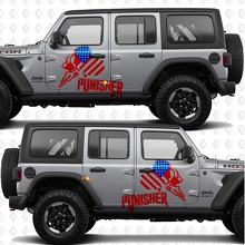 Punisher US Flag Side Doors Stripes Vinyl decal sticker fit Jeep Wrangler 3