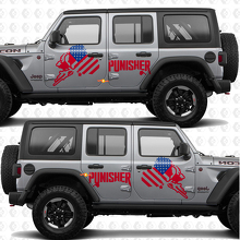 Punisher US Flag Side Doors Stripes Vinyl decal sticker fit Jeep Wrangler 4