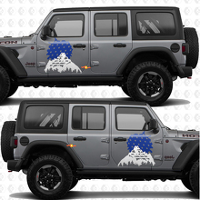 Mountains Sunset US Flag Side Doors Stripes Vinyl decal sticker fit Jeep Wrangler 3
