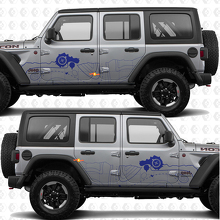 Topographic Map Compass Side Doors Stripes Vinyl decal sticker fit Jeep Wrangler 3