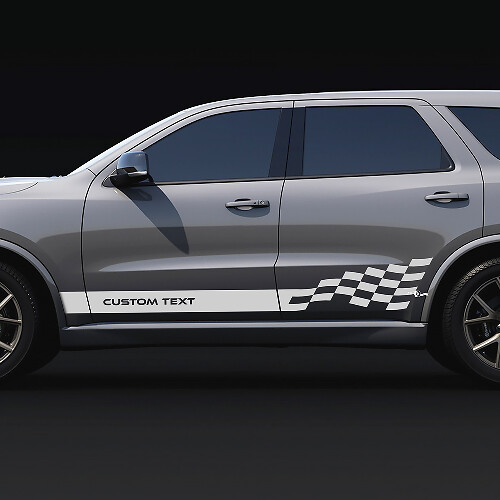 Custom Text Side Checkered Stripes Decal vinyl stickers for Dodge Durango