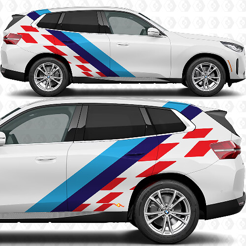 Side M Colors Stripes Checkered Flag Doors Rear Vinyl Decal Sticker fit to BMW X3