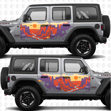 Sunset Desert Canyon Side Doors Stripes Vinyl decal sticker fit Jeep Wrangler 2
