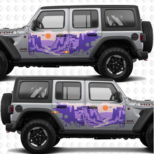 Sunset Desert Canyon Side Doors Stripes Vinyl decal sticker fit Jeep Wrangler 4