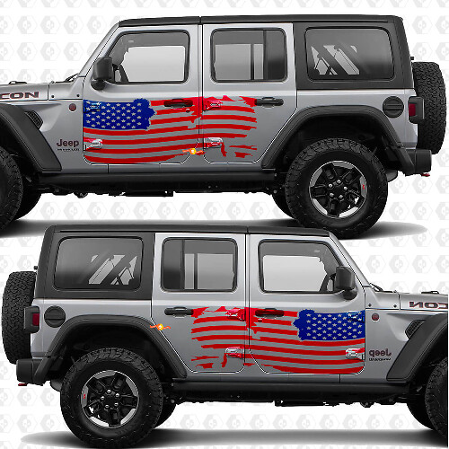 USA US Patriotic Flag Side Doors Vinyl decal sticker fit Jeep Wrangler