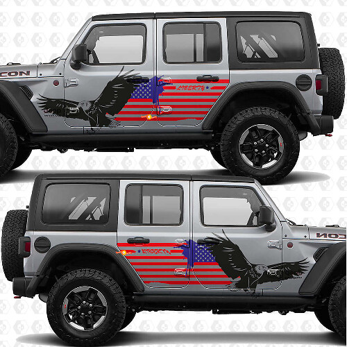 US Patriotic Flag Bald Eagle Side Doors Vinyl decal sticker For Jeep Wrangler 1