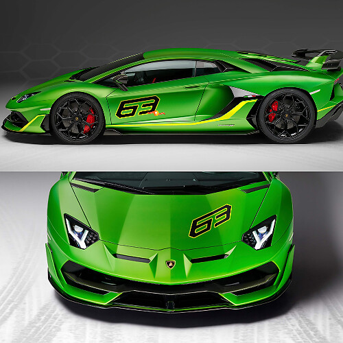 63 Side Hood Decal Sticker Graphics Lamborghini Aventador SVJ 1