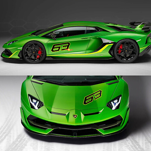 63 Side Hood Decal Sticker Graphics Lamborghini Aventador SVJ 1
