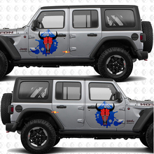 Skull Goat US Flag Side Doors Vinyl decal sticker fit Jeep Wrangler 2