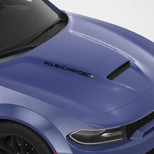 Roushcharged Style Custom Text Hood Decals for Dodge Charger_2