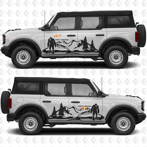 Bigfoot Off Road Mountain Racing Stripes Side Doors Vinyl Decal Sticker Graphics 2 for Ford Bronco