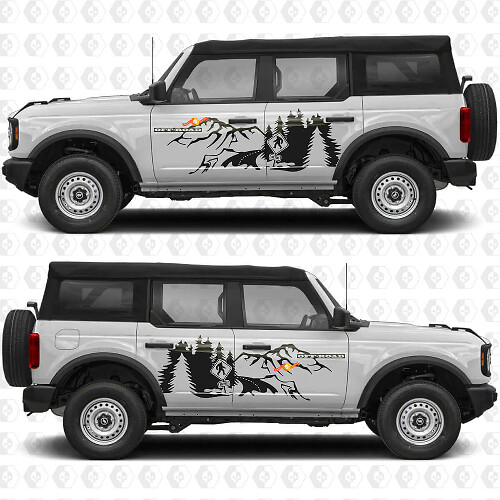 Bigfoot Off Road Mountain Forest Racing Stripes Side Doors Vinyl Decal Sticker Graphics for Ford Bronco
