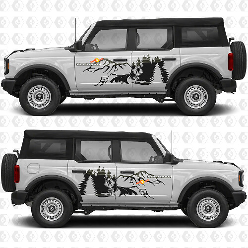 Bigfoot Off Road Mountain Forest Side Doors Racing Stripes Decals for Ford Bronco