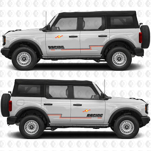 Custom Text Heritage Vintage Side Doors Racing Stripes Decals for Ford Bronco