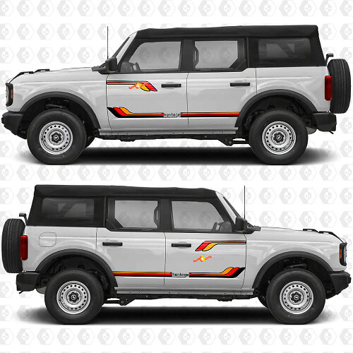 Custom Text Heritage Retro Vintage Stripes Side Doors Vinyl Decal Sticker Graphics for Ford Bronco