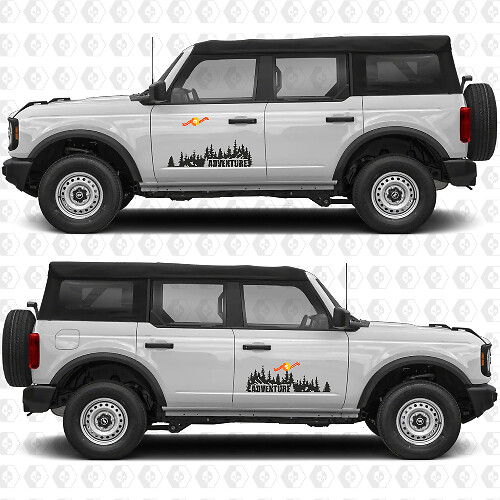 Adventure Mountains Trees Side Doors Racing Stripes Decals for Ford Bronco