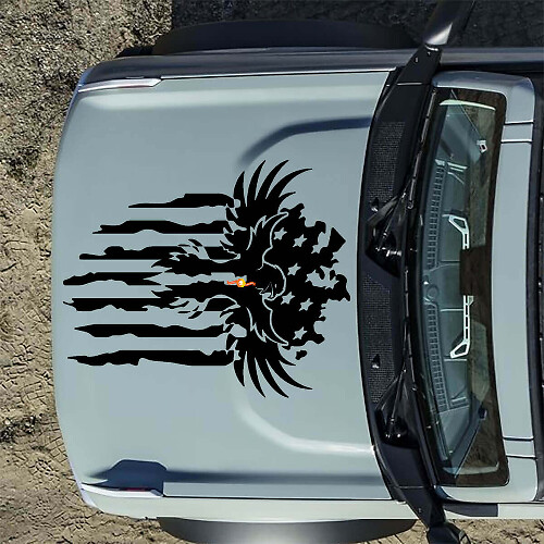 American Flag Eagle Hood Vinyl Decal for Musclecar horse