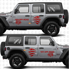 Pair Claw marks Side Doors Vinyl decal sticker 4x4 Off Road mokap fits for Jeep Wrangler Rubicon 4h4  2
