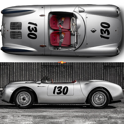 Full kit Porsche 130 Little Bastard James Dean Side Stripes Kit Decal Sticker PORSCHE 550