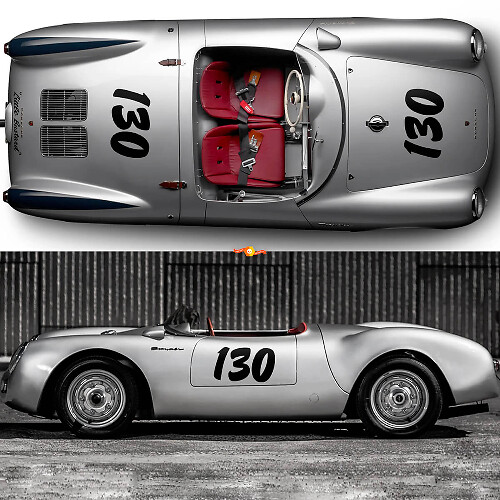 Full kit Porsche 130 Little Bastard James Dean Side Stripes Kit Decal Sticker PORSCHE 550