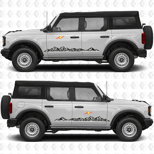 4x4 Off Road Mountains Side Doors Vinyl Decal Sticker Graphics  for Ford Bronco 