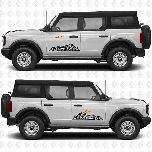 4x4 Off Road Mountains Side Door Graphics Vinyl Decal Sticker fits to Ford Bronco