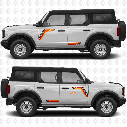 Classic Retro Racing Stripes Side Doors Vinyl Decal Sticker Graphics 3 for Ford Bronco