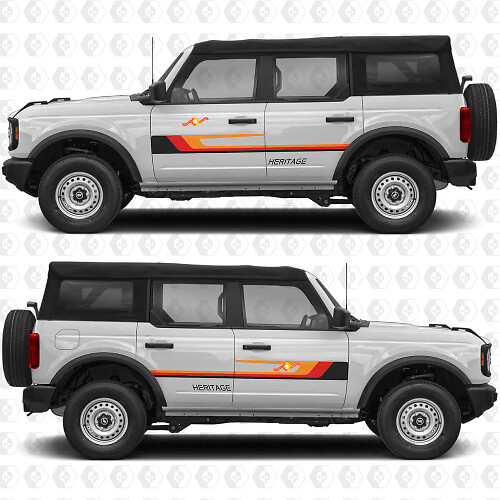 Classic Retro Racing Stripes Side Doors Vinyl Decal Sticker Graphics 2 for Ford Bronco