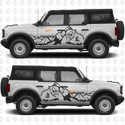 Yeti 4x4 Off Road Mountains Side Doors Vinyl Decal Sticker Graphics for Ford Bronco