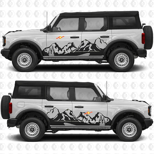 Mountains Side Doors Vinyl Decal Sticker Graphics for Ford Bronco