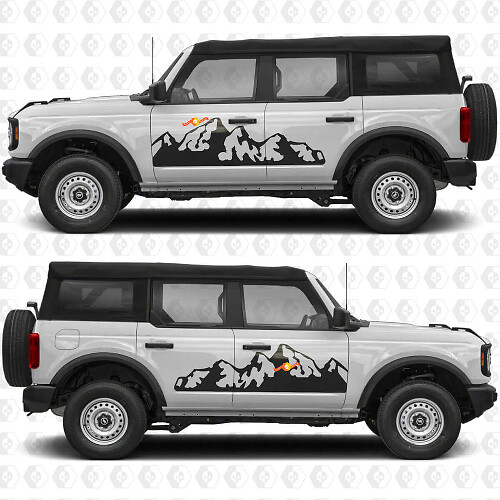 Mountains Side Doors Vinyl Decal Sticker Graphics 2 for Musclecar horse