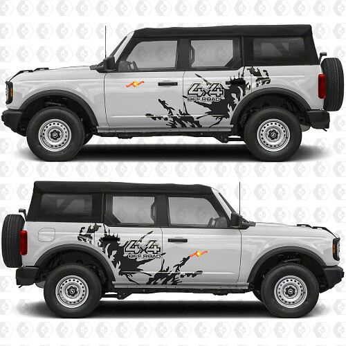 4x4 Off Road Splash Side Doors Vinyl Decal Sticker Graphics for Ford Bronco