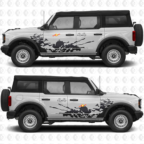 4x4 Off Road Splash Side Doors Vinyl Decal Sticker Graphics 2 for Ford Bronco