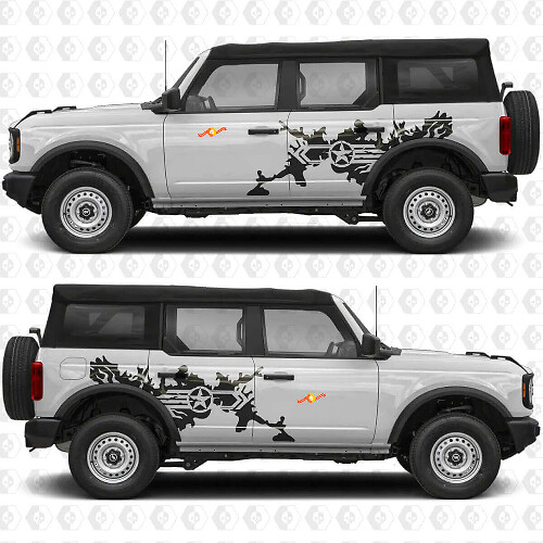Military Star Splash Side Vinyl Decal Sticker Graphics for Ford Bronco