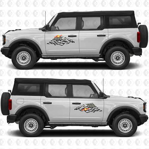 US USA Flag Side Doors Vinyl Decal Sticker Graphics 2 for Ford Bronco