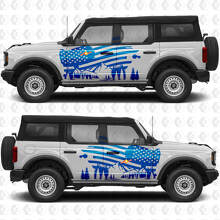 USA Flag Mountains Side Doors Vinyl Decal Kit for Musclecar horse_2
