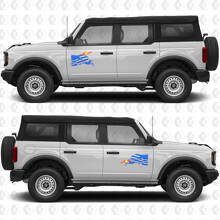 US USA Flag Two Color Side Doors Vinyl Decal Sticker Graphics for Ford Bronco 2