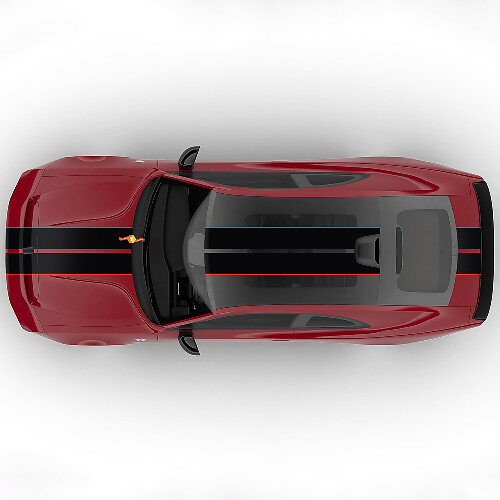 Sixpack Dual Central Stripes Hood Rally Offset Vinyl Decal Graphic for Dodge Charger Daytona 1
