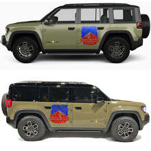 Overland Adventure Mountains and Topographic Map Side Doors Vinyl Decal for Jeep Recon  3