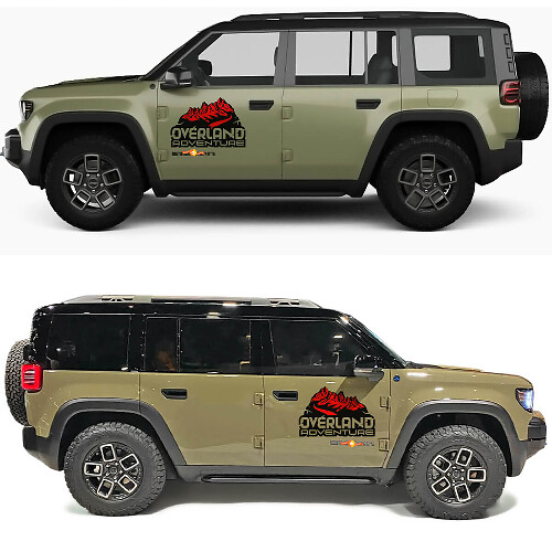 Overland Adventure Mountains Side Doors Vinyl Decal 2 for Jeep Recon  1