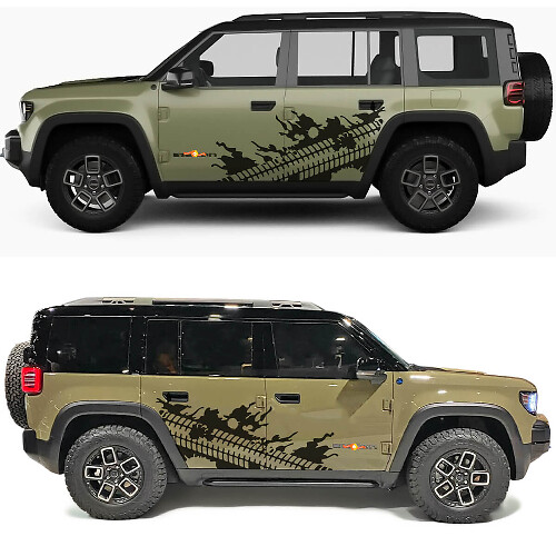 Tire Tracks Mud Splatter Side Doors Vinyl Decal for Jeep Recon 1