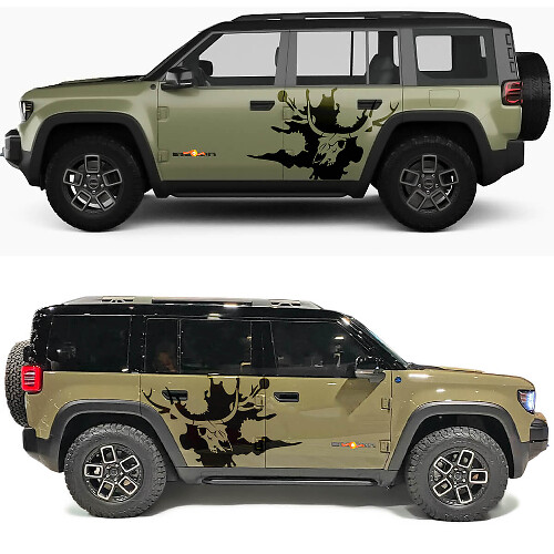Skull Deer Splash Side Doors Vinyl Decal for Jeep Recon  1