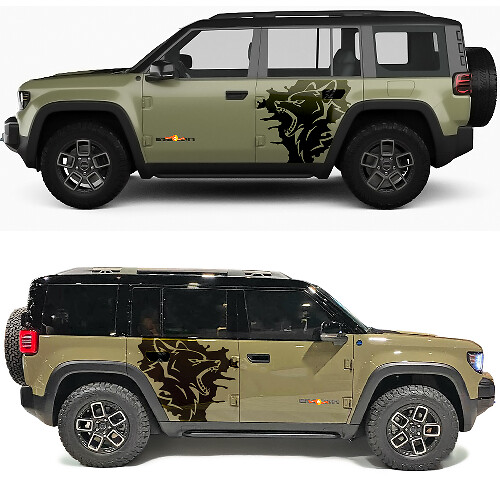 Wolf Splash Side Doors Vinyl Decal for Jeep Recon  1