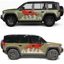 Mountains and Trees US Flag Side Doors Vinyl Decal for Jeep Recon  2